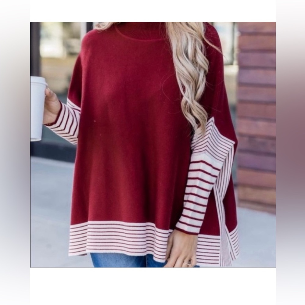 Red and white oversized sweatshirt